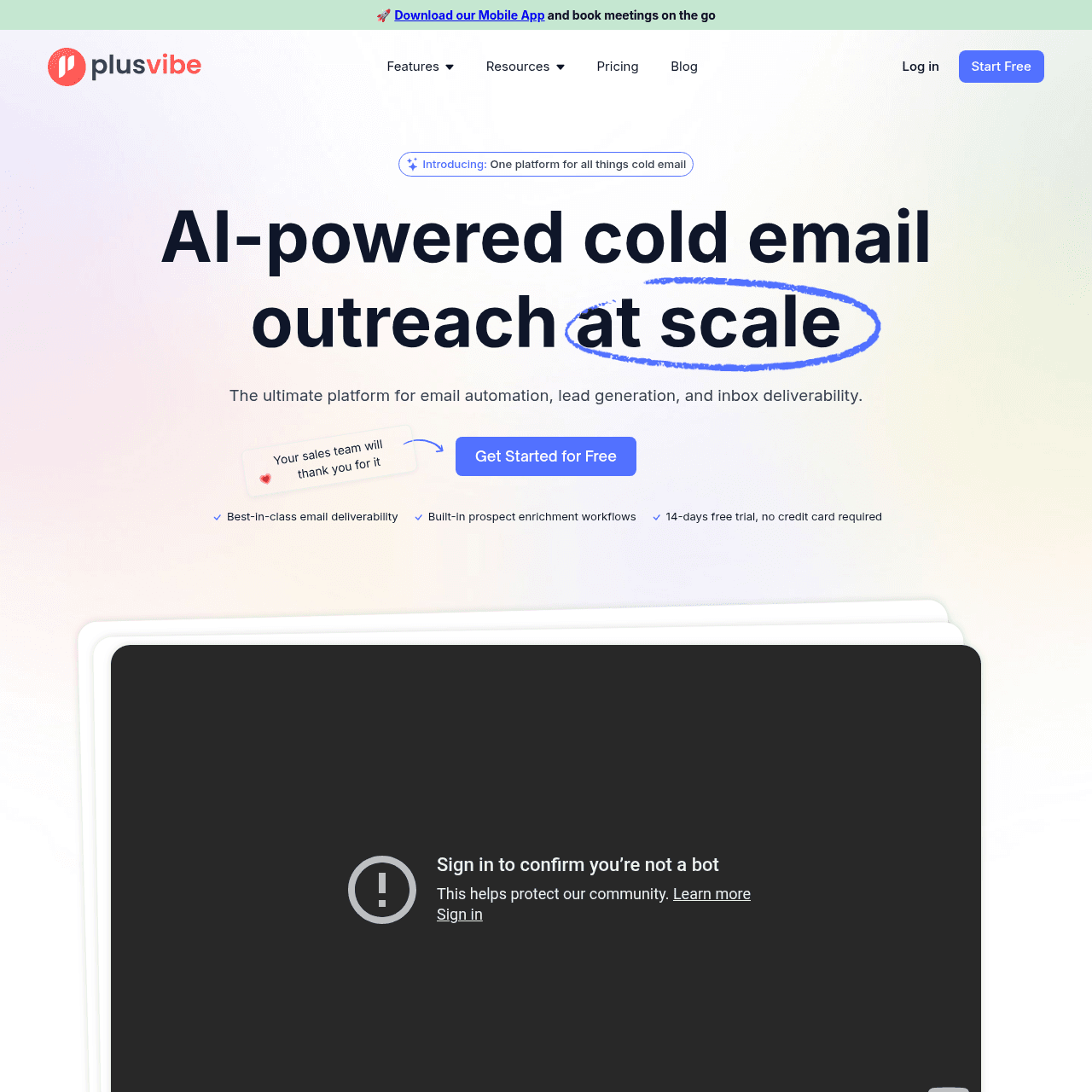 PlusVibe homepage