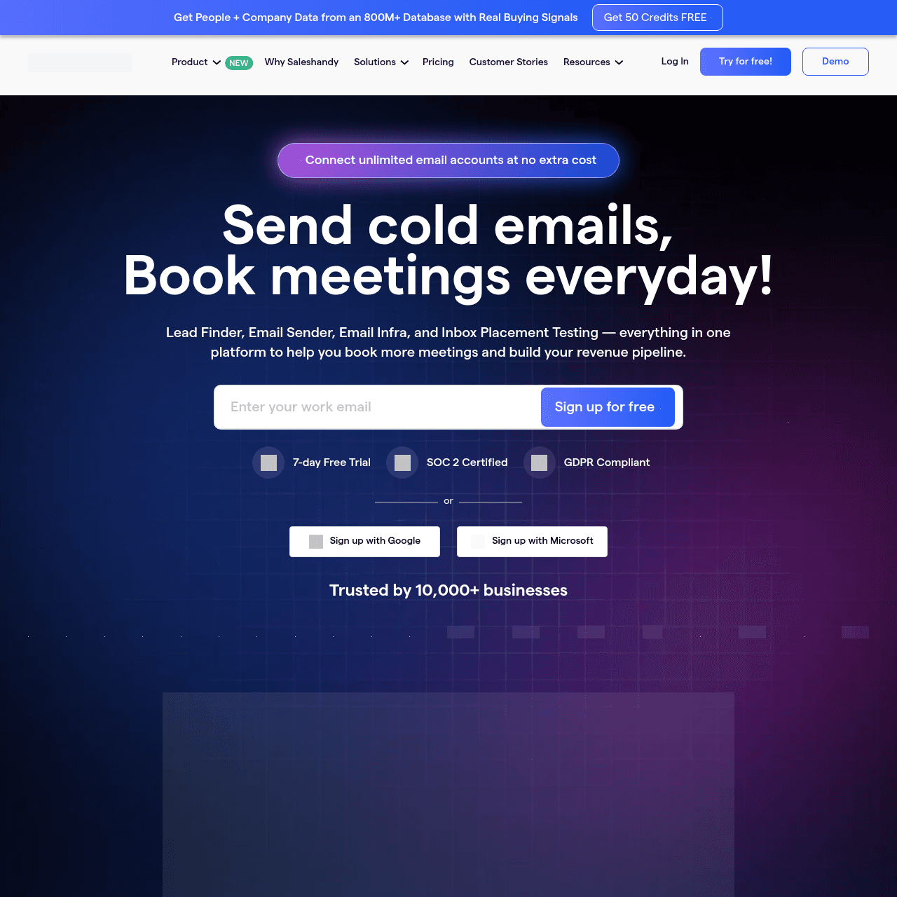 Saleshandy homepage