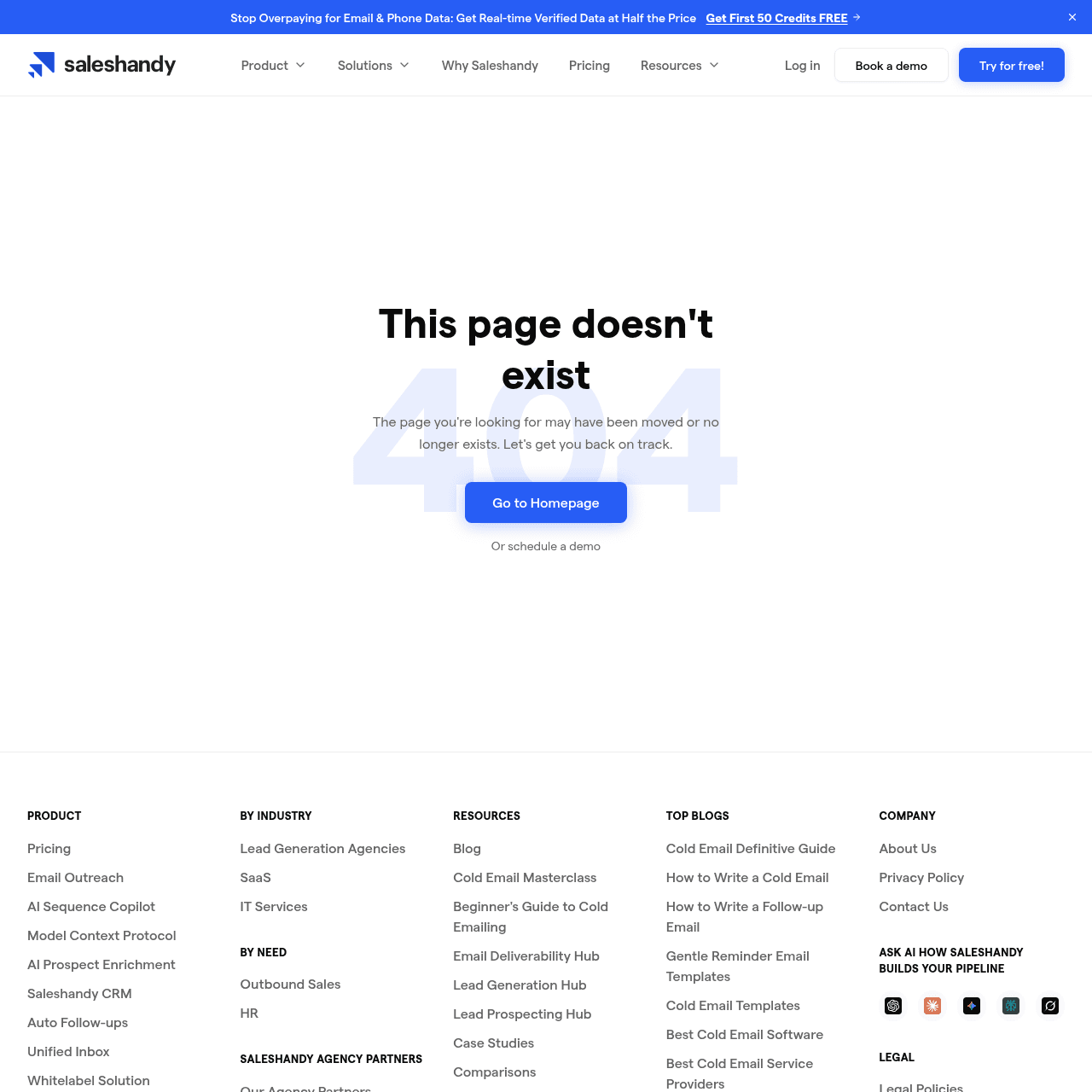 Saleshandy pricing page