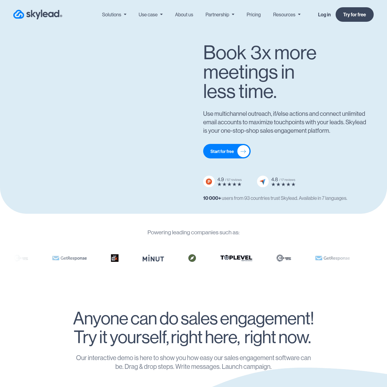 Skylead homepage