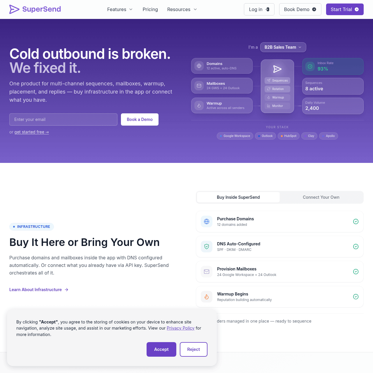 SuperSend homepage