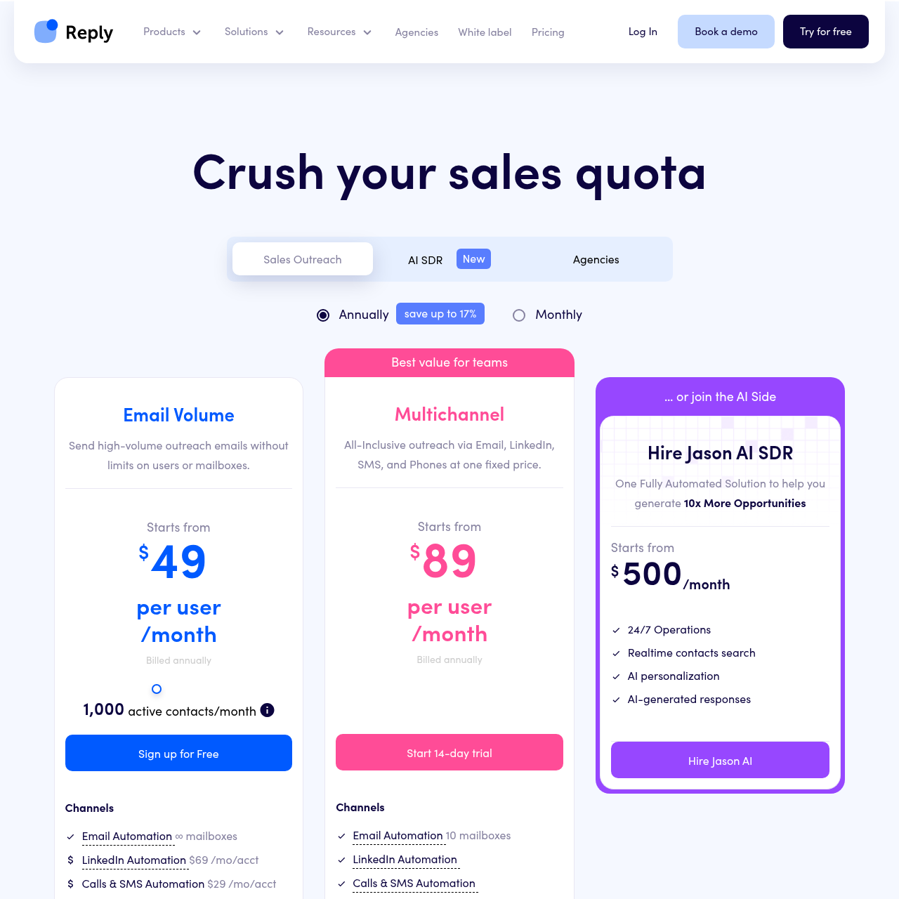 Reply.io pricing